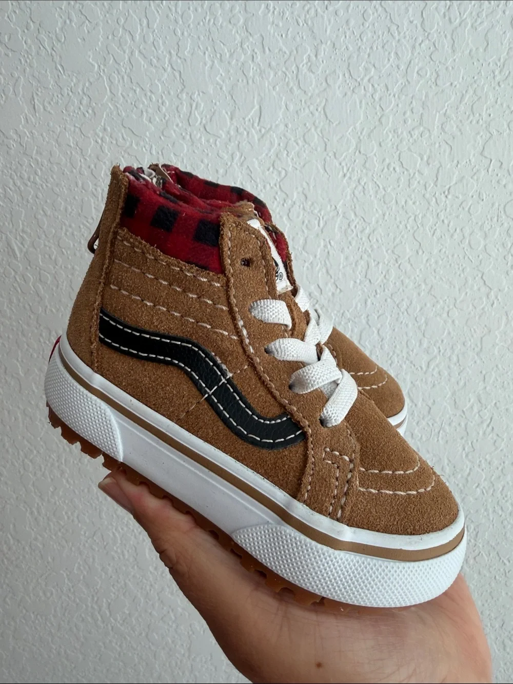 Baby Vans Sk8-Hi Plaid Brown & Black Skate Shoes